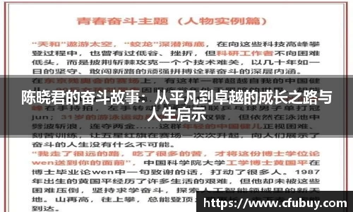 陈晓君的奋斗故事：从平凡到卓越的成长之路与人生启示